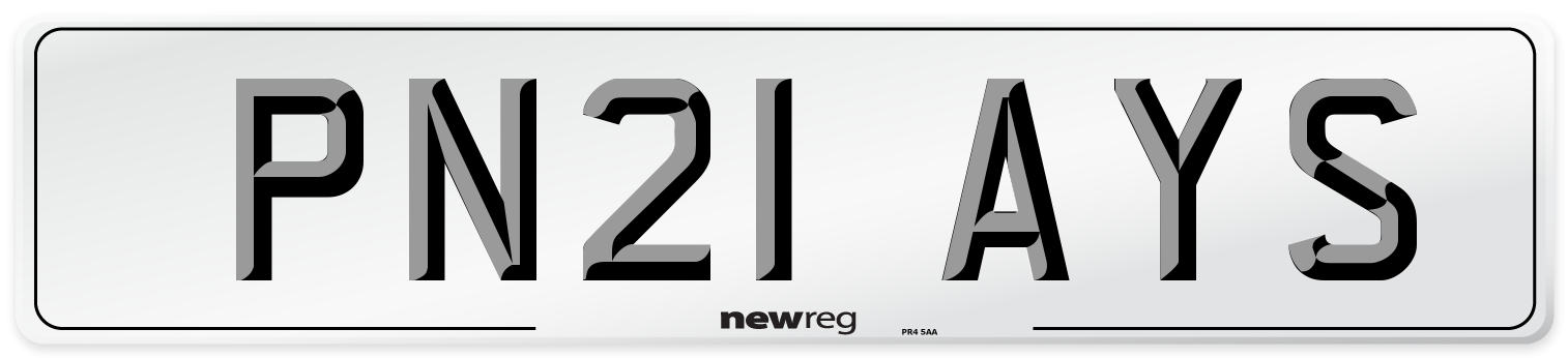 PN21 AYS Number Plate from New Reg